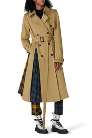 Multi Tartan Pleated Trench Coat by Monse