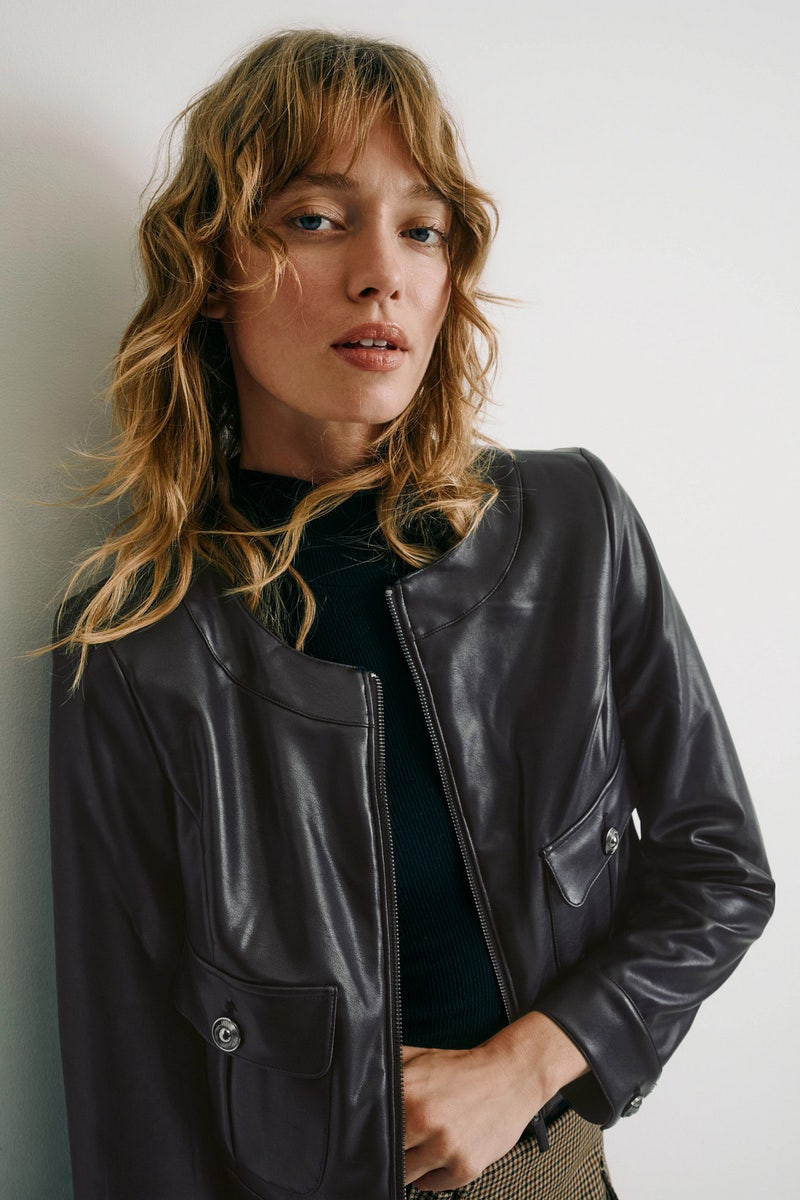 Vegan Leather Patch Pocket Jacket by Laundry by Shelli Segal - Photo 0