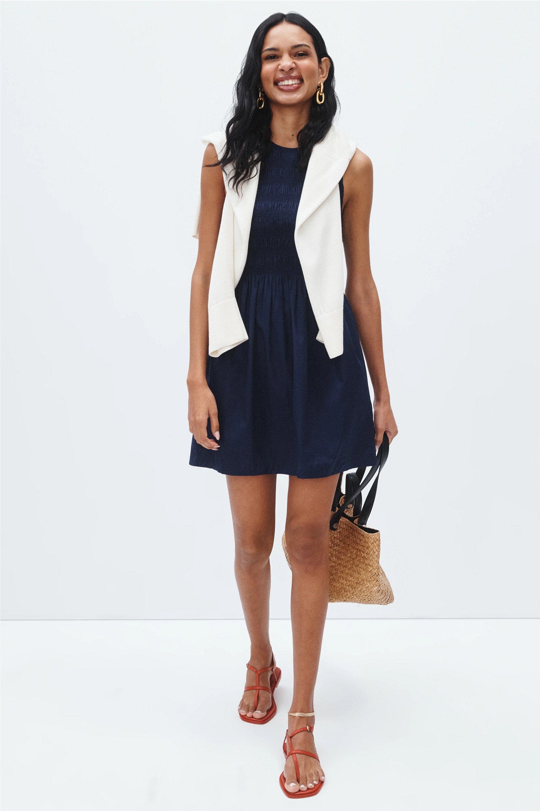 sachin and babi light blue dress BLACK SMOCKED DRESS | CULT MIA main image 1
