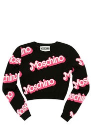 Black Think Pink Cropped Sweater by Moschino