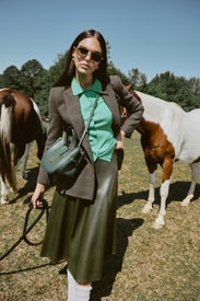 Olive Faux Leather Circle Skirt by Peter Som x RTR