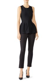 Black Peplum Shaped Top by Theory