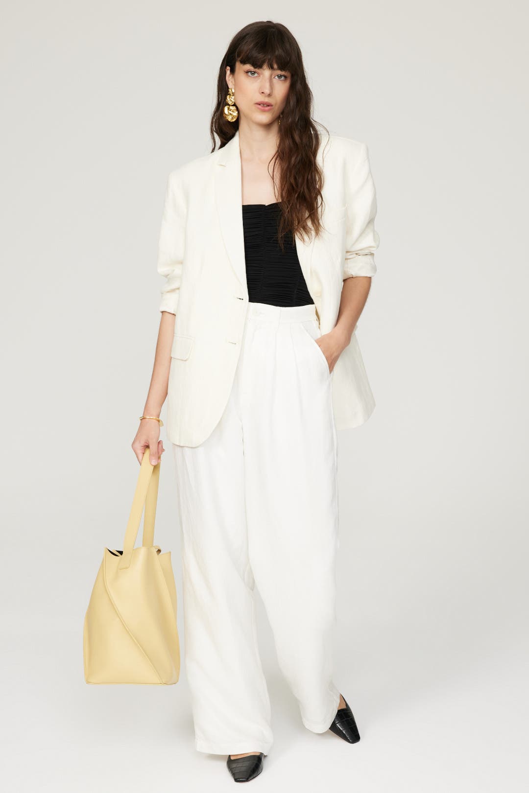 【関税込み】ANINE BING ホワイト Carrie トラウザーズ White Carrie Pants by Anine Bing | Rent the Runway