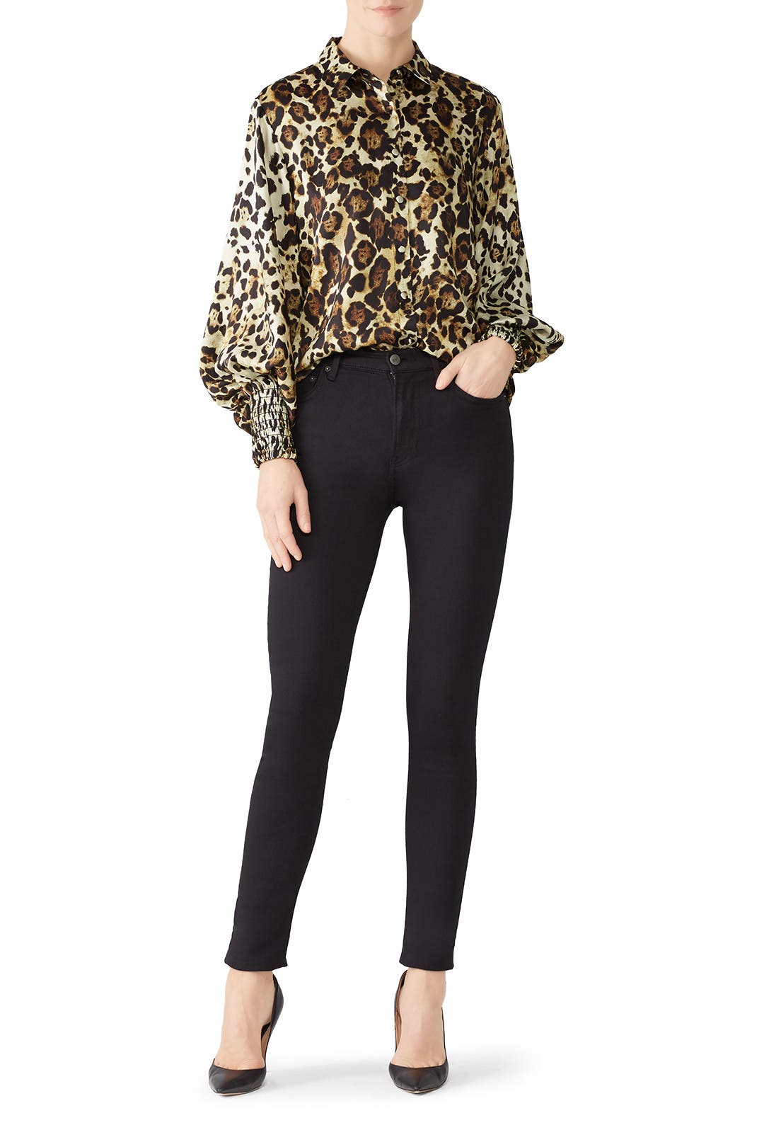 【新品】L'Appartement Leopard Print Blouse Leopard Romana Top by Alexis | Rent the Runway