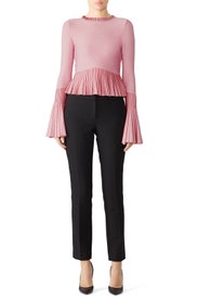 Metallic Pleats Bell Sleeve Top by SIMKHAI