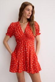 Red Printed Romper by Polo Ralph Lauren