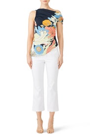 Navy Print Asymmetric Top by Peter Pilotto