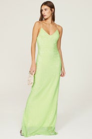 Green Sequin Slip Gown by Rosetta Getty