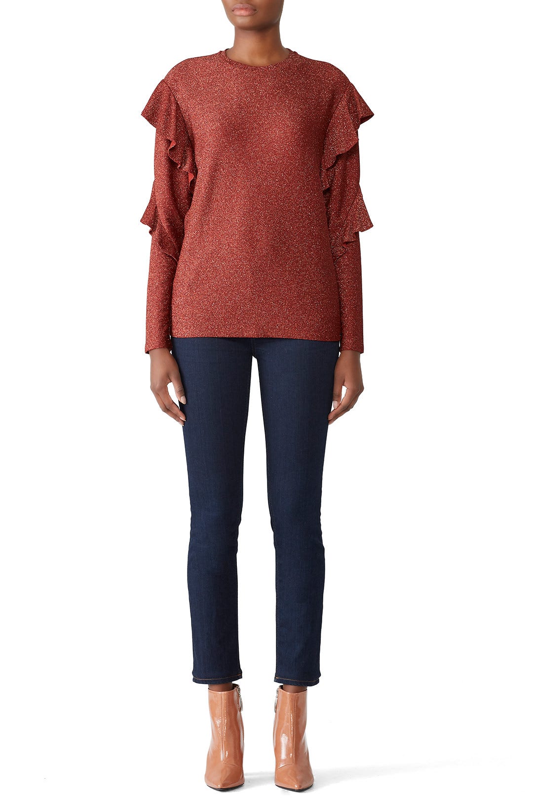 Red Lurex Ruffle Top by Scotch & Soda 0