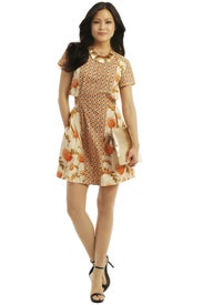 Orange Stamp It Dress by Suno