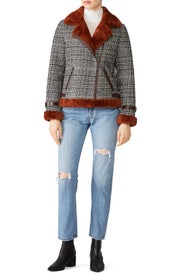 Plaid Faux Fur Biker Jacket by Avec Les Filles