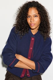 Madouce Navy And Maroon Trim Cardigan by Claudie Pierlot