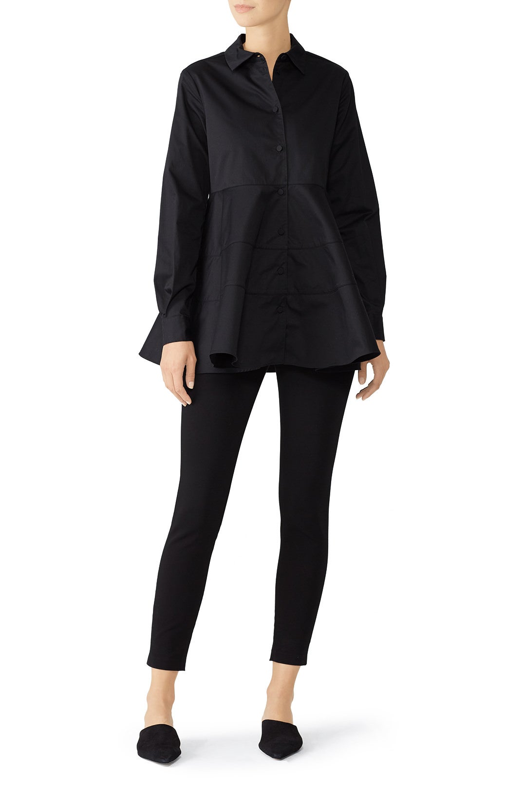 Black Tiered Button Down by Co 0