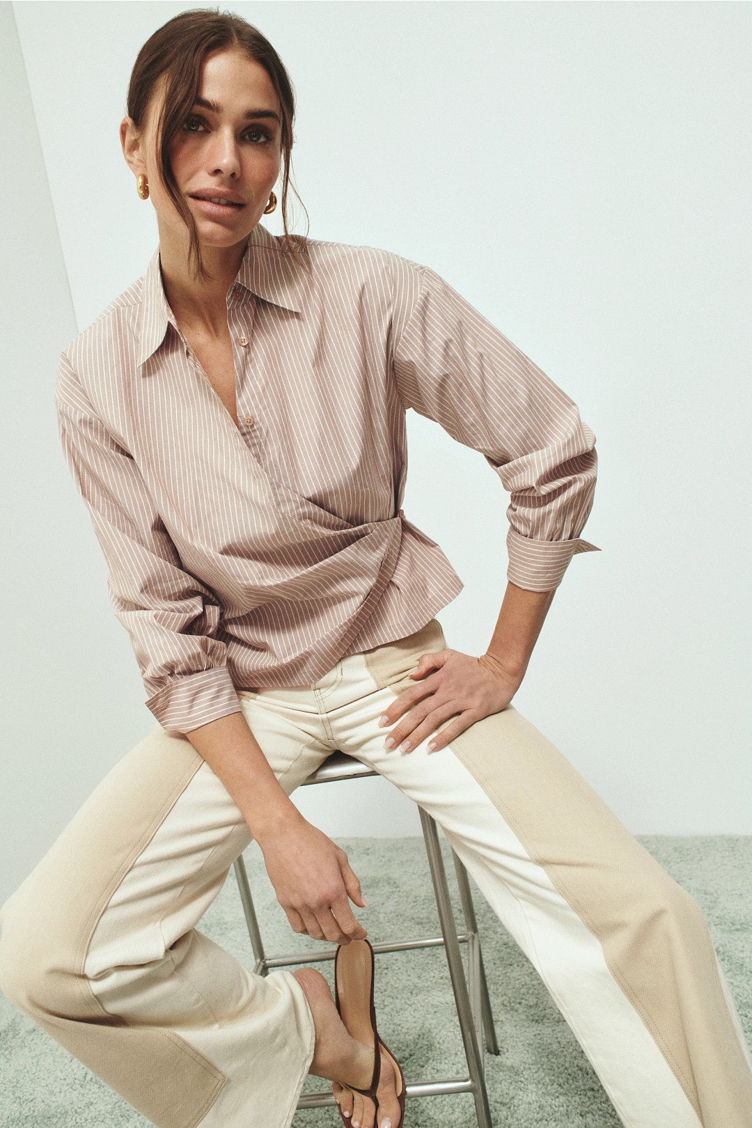 Ruched Collared Button Down Top by BOSS 0