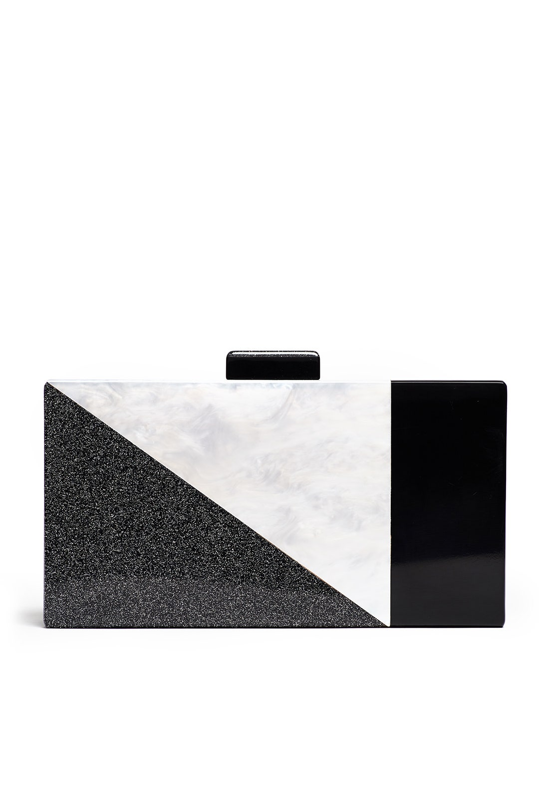 Black Geometric Resin Minaudiere by Sondra Roberts