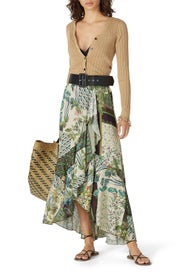 Botanical Ruffle Wrap Skirt by Aldomartins