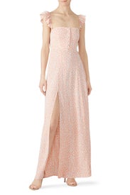 Pink Floral Bardot Maxi by Flynn Skye