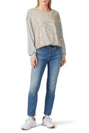 Sequin Contrast Sweatshirt by Fifteen Twenty