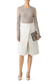 Khaki Cold Shoulder Sweater by Nicole Miller