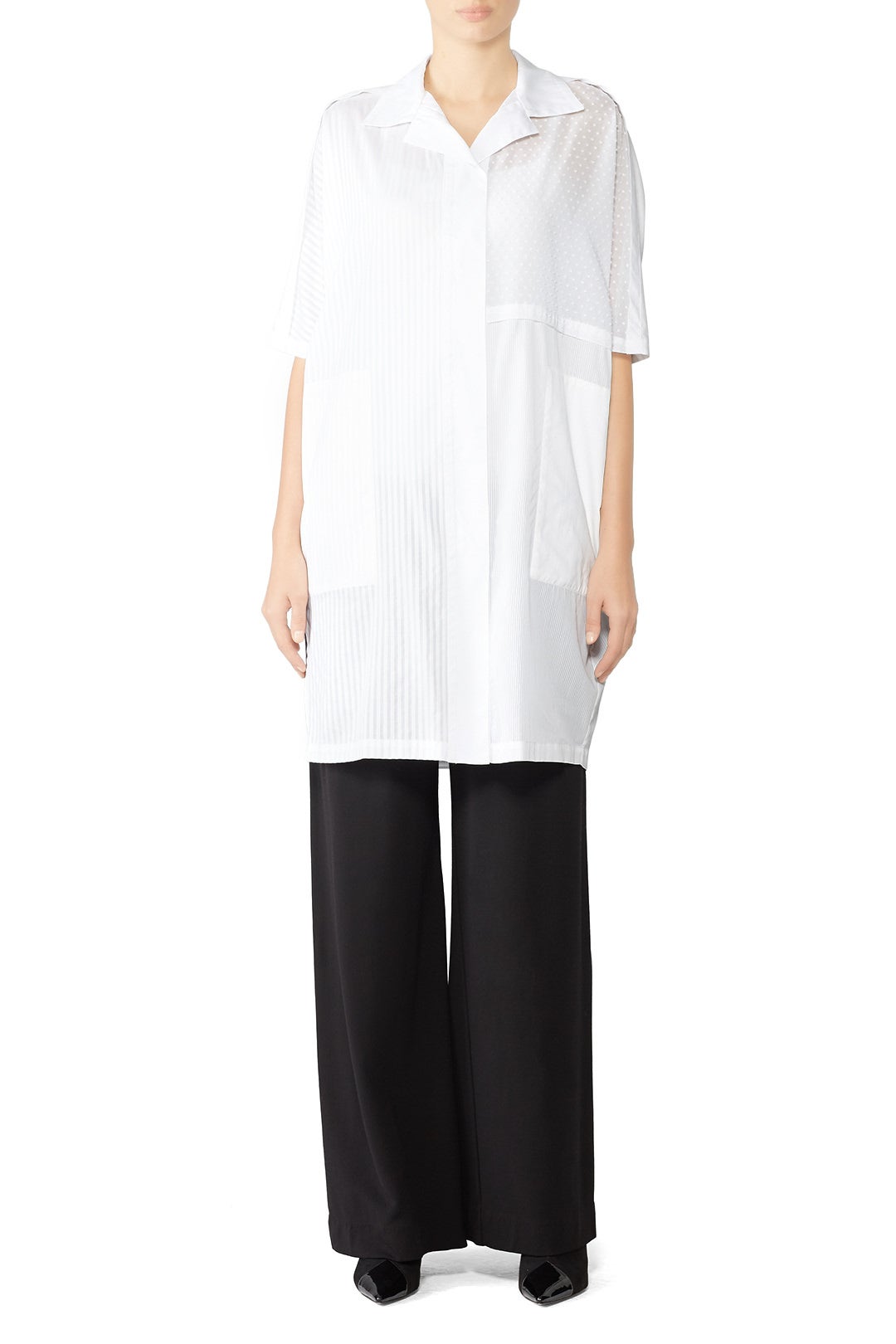 White Combo Button Down by Victor Alfaro 0
