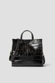 Black Crocodile Simple Tote by Clare V.