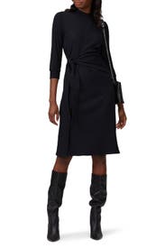 Black Long Sleeve Tie Knot Dress by KINLY