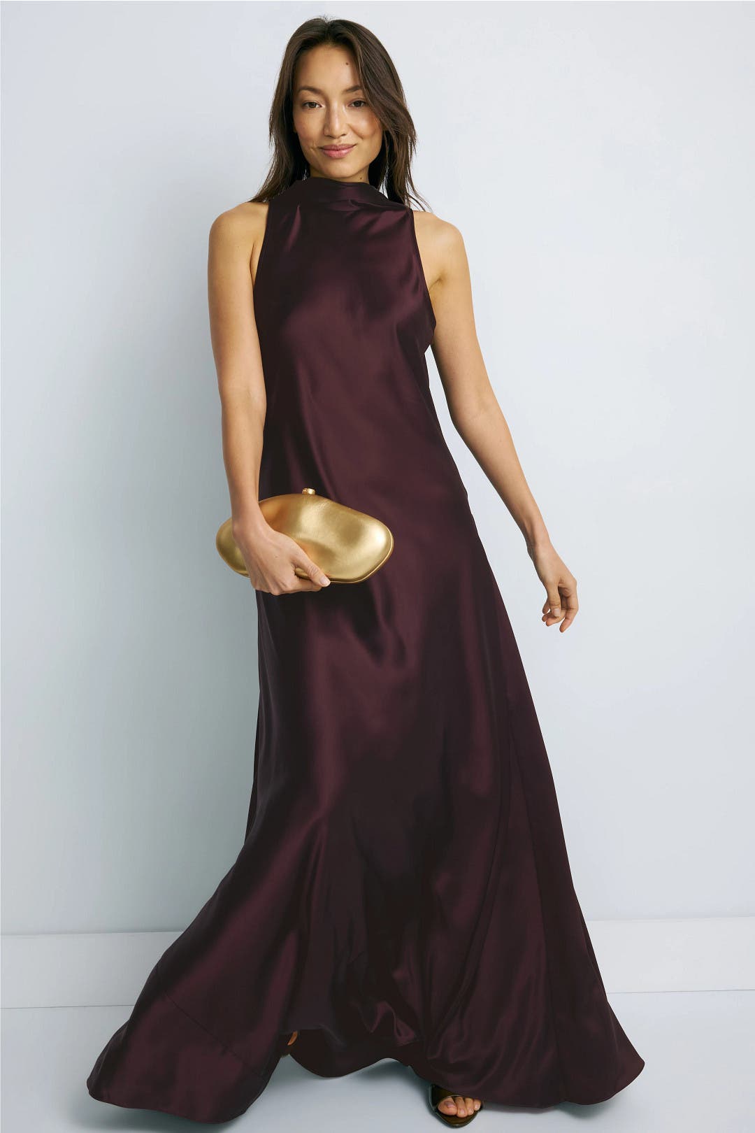 reiss fae dress ivory REISS Fae Satin Cape Maxi Dress