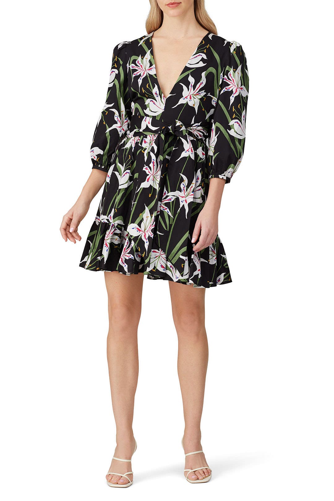 knee length dresses for ladies Anita Frill Trim Detail Off Shoulder Belted Mini Dress – Shop Beulah Style main image 1