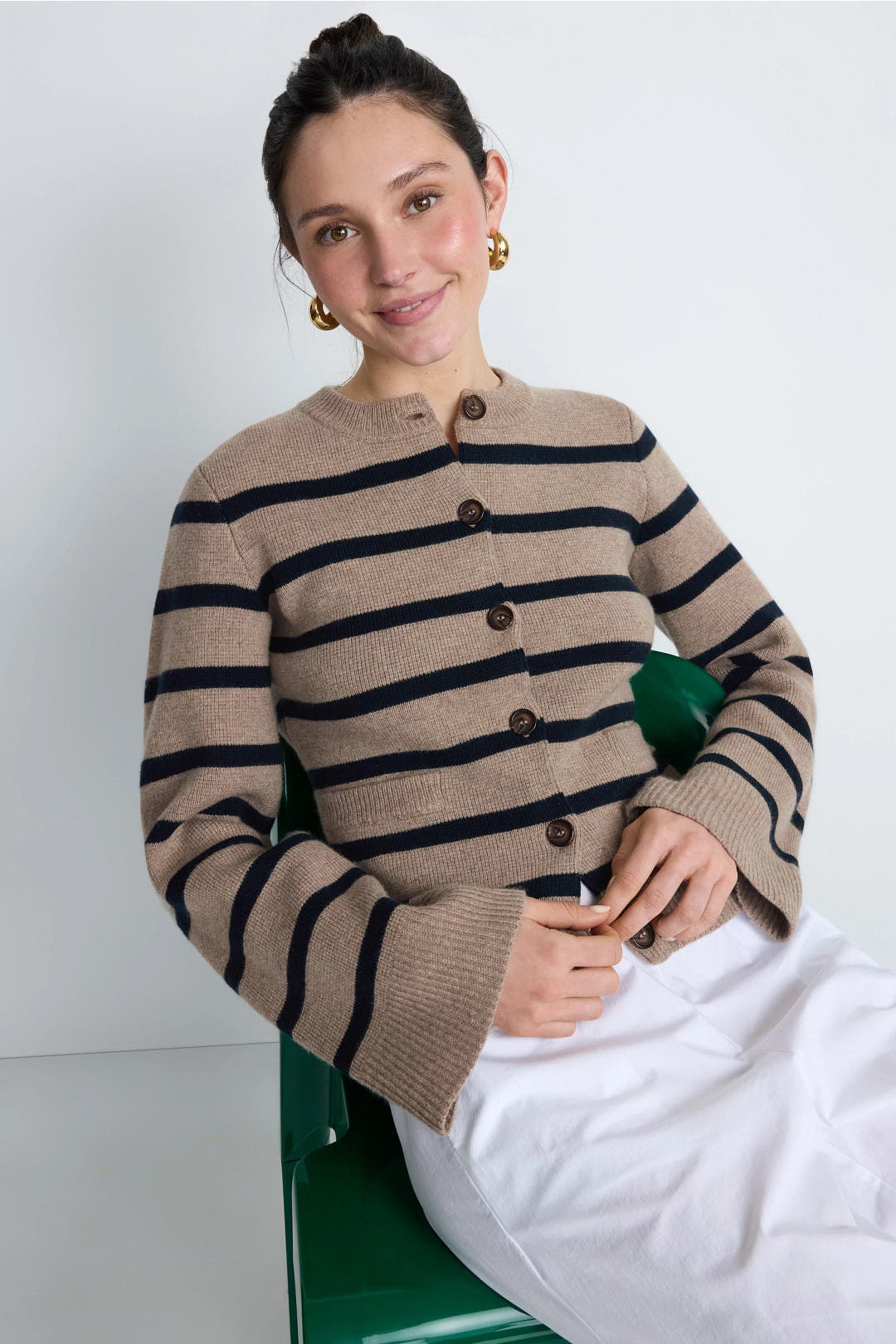 ディスイズネバーザット Striped Zip Cardigan Olive Cooper Striped Cardigan by Jenni Kayne | Rent the Runway