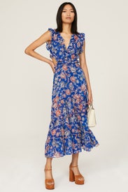 Blue Floral Natasha Dress by MISA Los Angeles