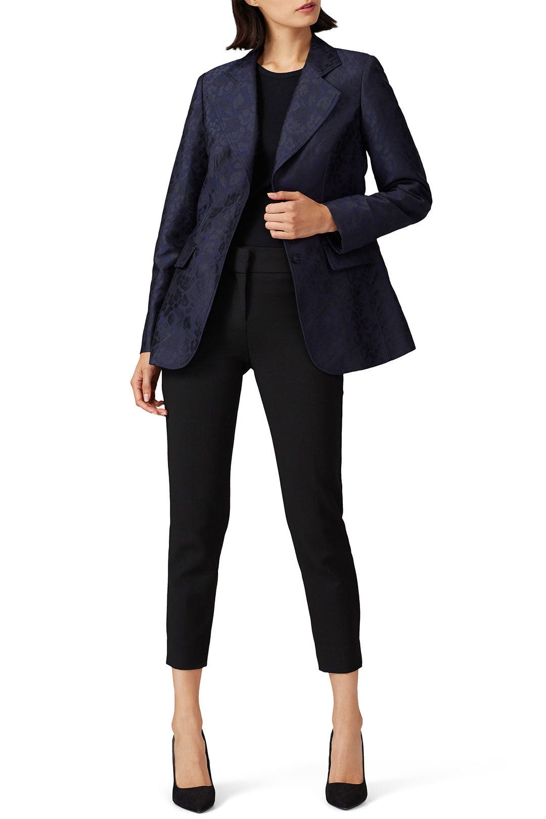 Navy Leopard Jacquard Blazer by Derek Lam 10 Crosby x RTR 0