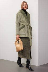 Faux Leather Belted Jacket by Love, Whit by Whitney Port