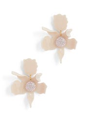 Dusty Pink Crystal Lily Earrings by Lele Sadoughi