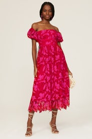 Off the Shoulder Midi Dress by ML Monique Lhuillier