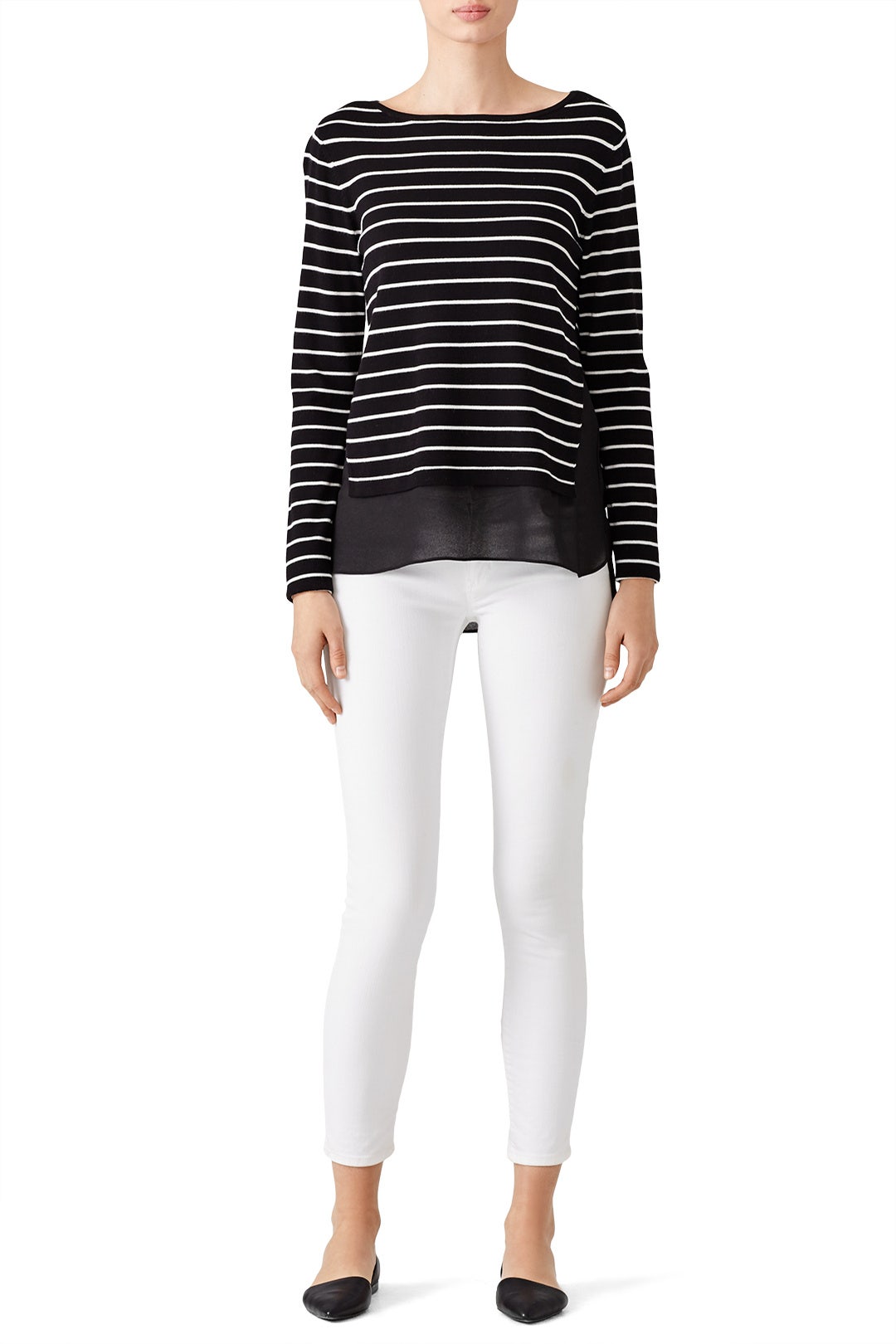 Striped Crew Sweater by Nicole Miller 0