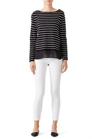 Striped Crew Sweater by Nicole Miller