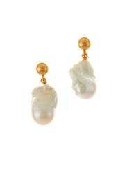 Gold Baroque Pearl Earrings by Oscar de la Renta