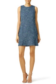 Blue Tweed Mott Shift Dress by Of Mercer