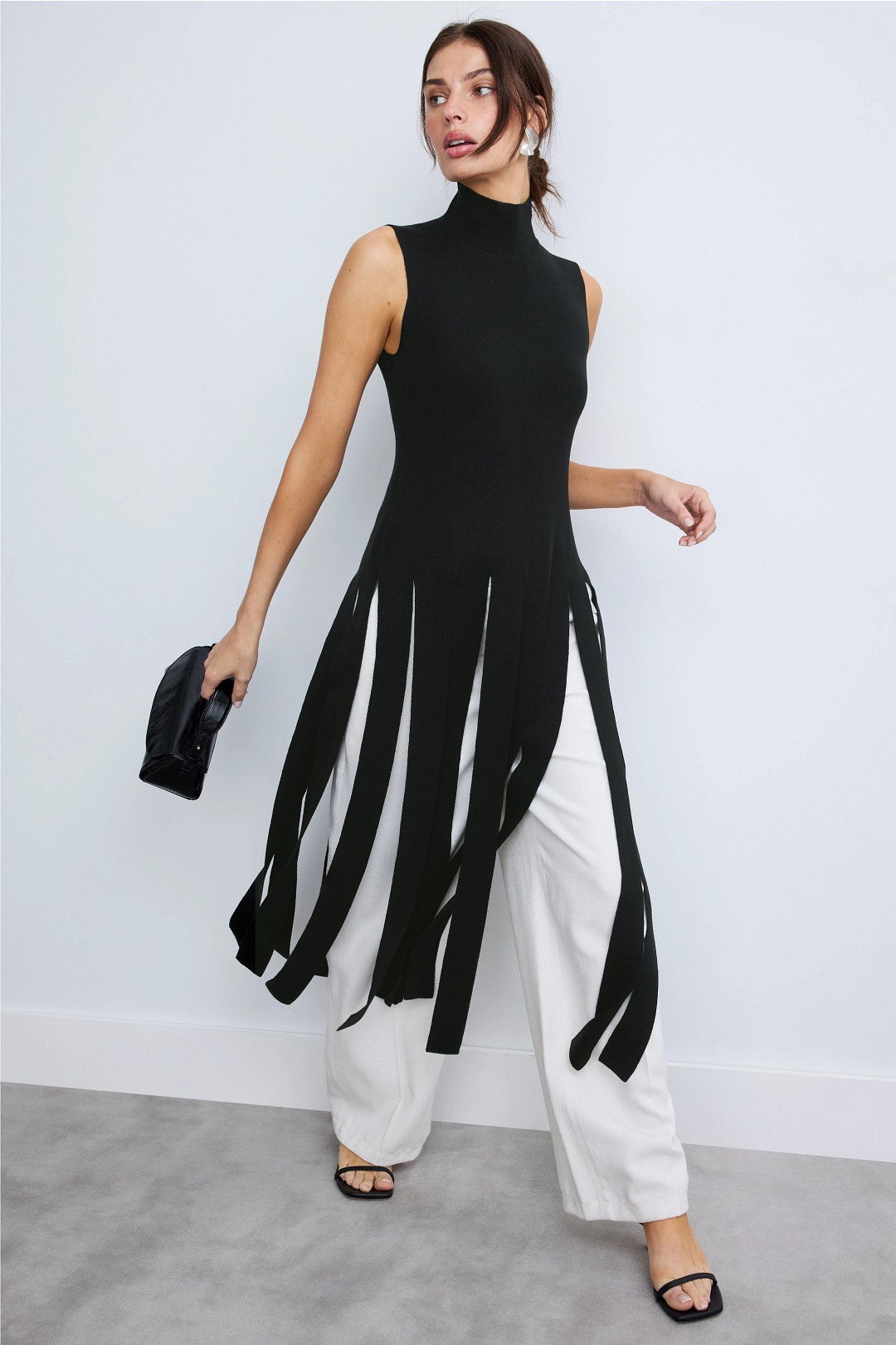 Mock Neck Fringe Sweater by Rosetta Getty x RTR 0