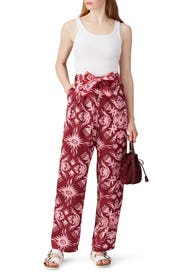 Red Printed Pants by Scotch & Soda