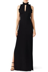 Black Ruffle Giana Gown by Shoshanna
