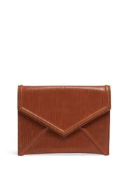 Cognac Leather Envelope Clutch by Sondra Roberts
