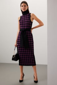 Plaid Knit Midi Dress by Toccin