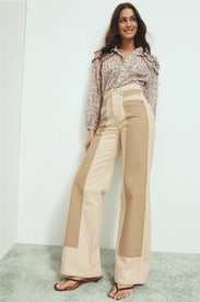 Taylor High Rise Wide Leg Paneled Jeans by Veronica Beard