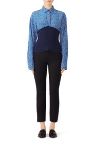 Blue Colorblock Blouse by Cedric Charlier