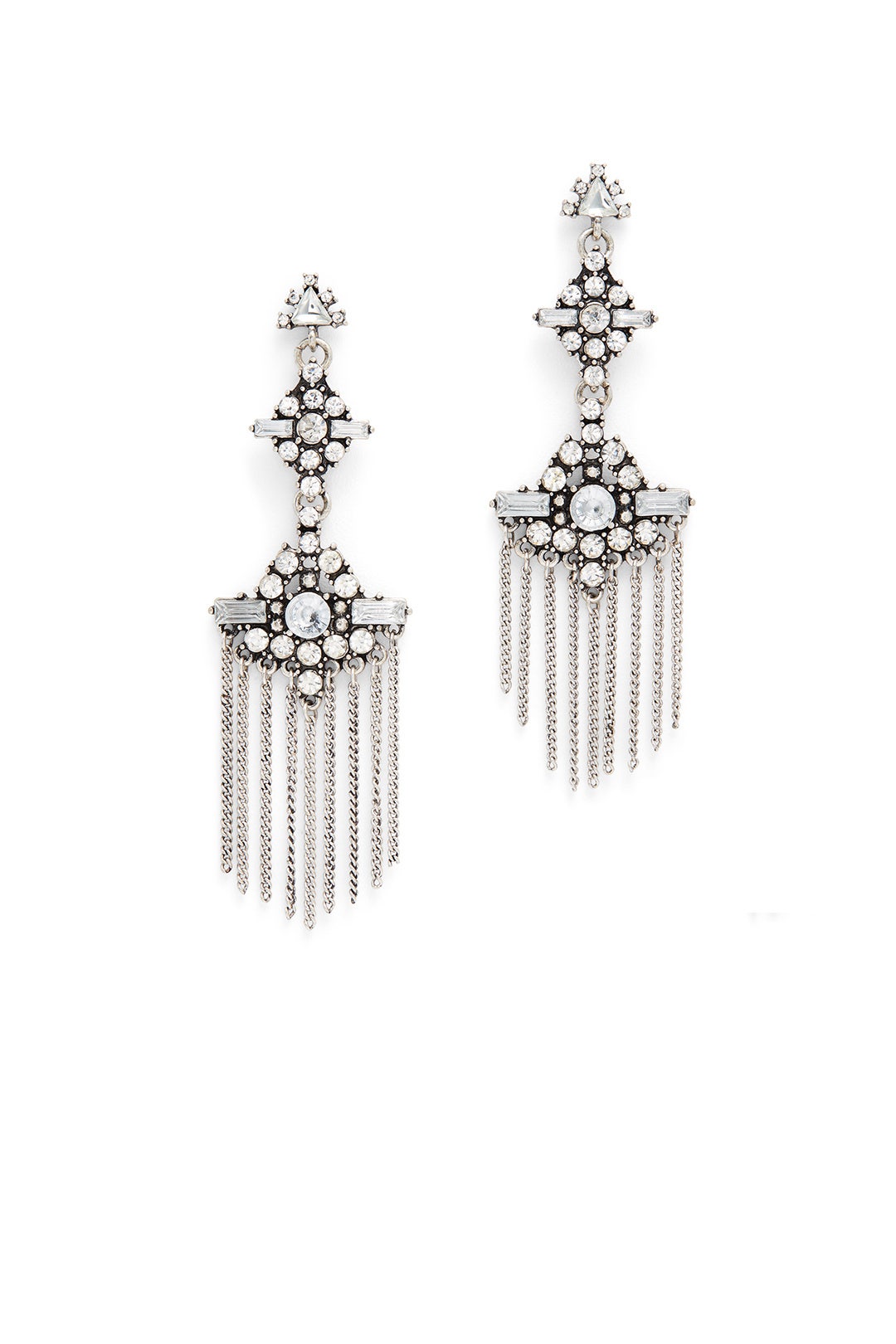 Silver Tassel Chandelier Earrings by Ettika for 10 Rent the Runway
