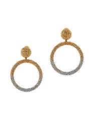 Beaded Drop Hoop Earrings by Oscar de la Renta