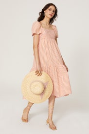 Orange Puff Sleeve Tiered Dress by Peter Som x RTR