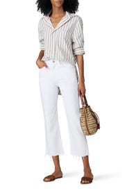 White Remi High Rise Straight Cropped Jeans by Hudson
