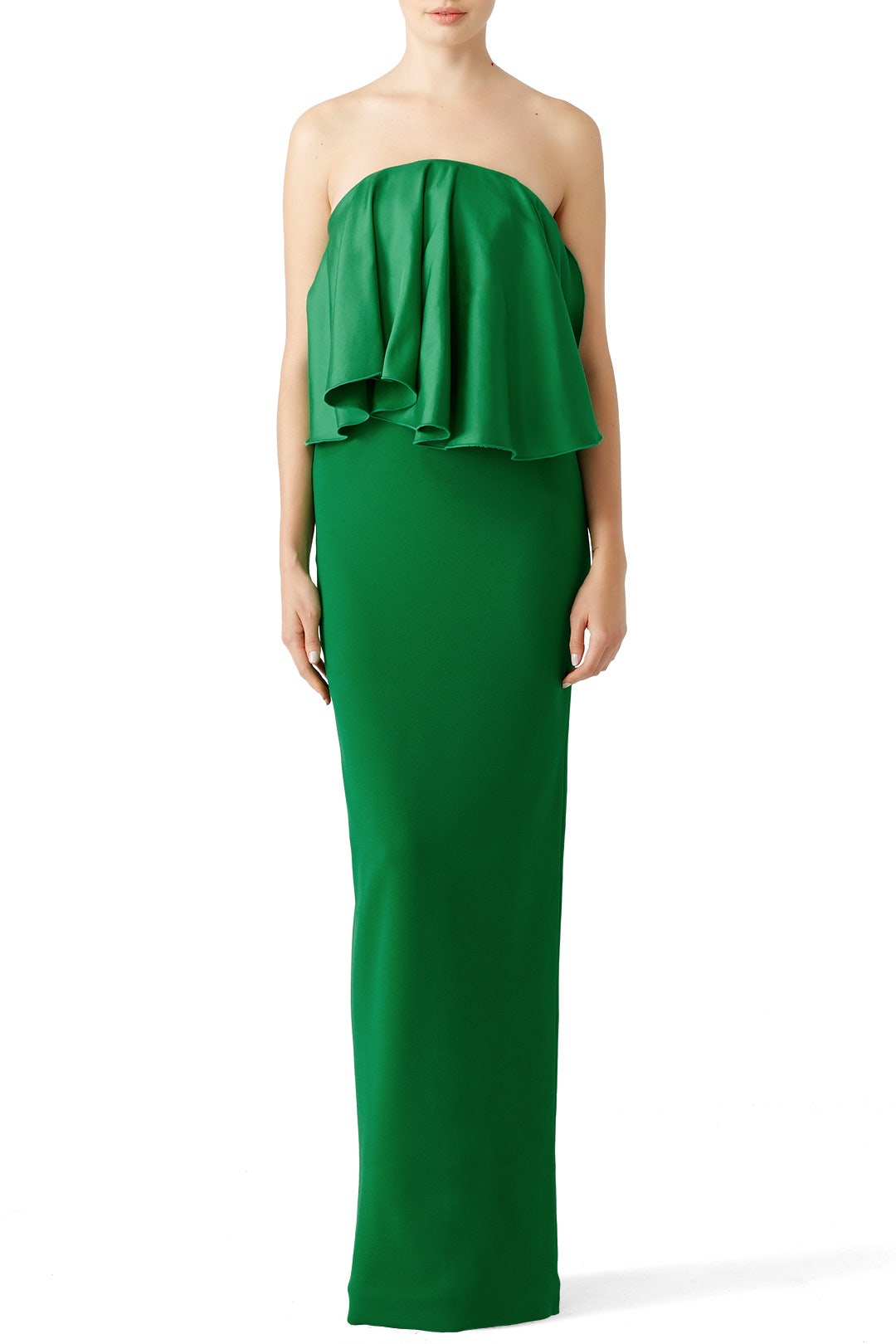 Green Liv Ruffle Gown by Solace London 0